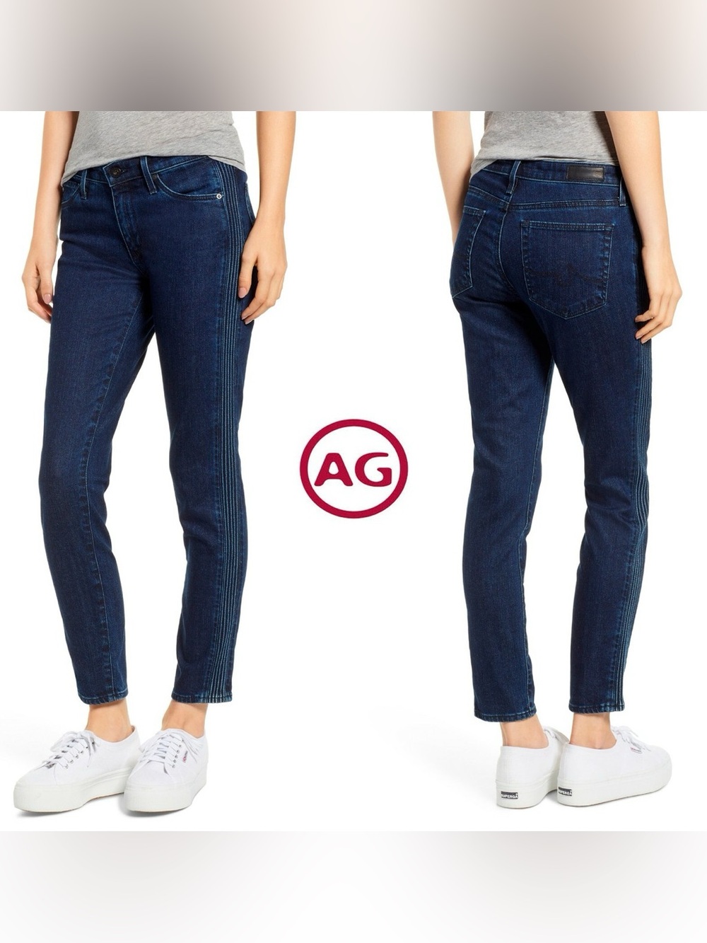 AG The Prima Ankle Pintucked Dark Wash Jeans Size 29R
